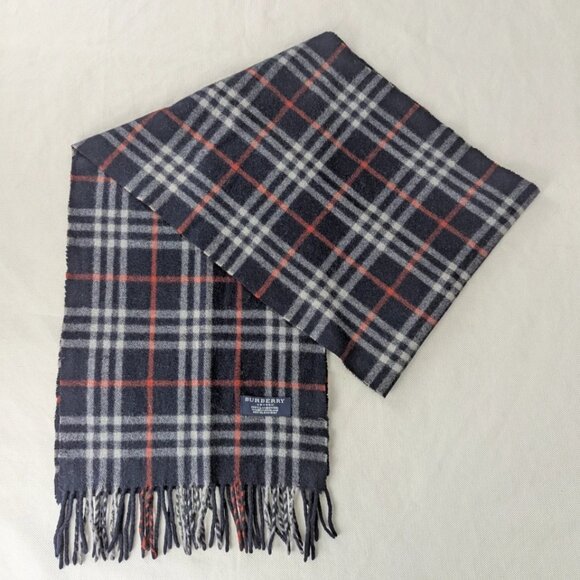 Authentic Burberry Lambswool Scarf Blue – Unisex Check – Pre-Owned – Fast Ship - Picture 1 of 7
